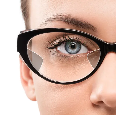 Gleitsichtglas O Design Plus: fast das ganze Glas scharf, nur kleine unscharfe Ecken unten